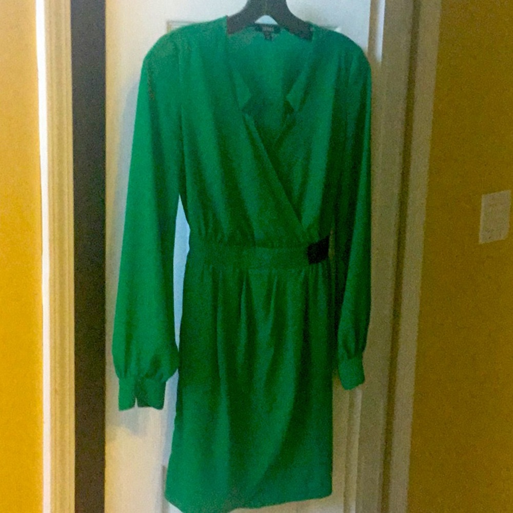 Emerald Green Faux Wrap Dress